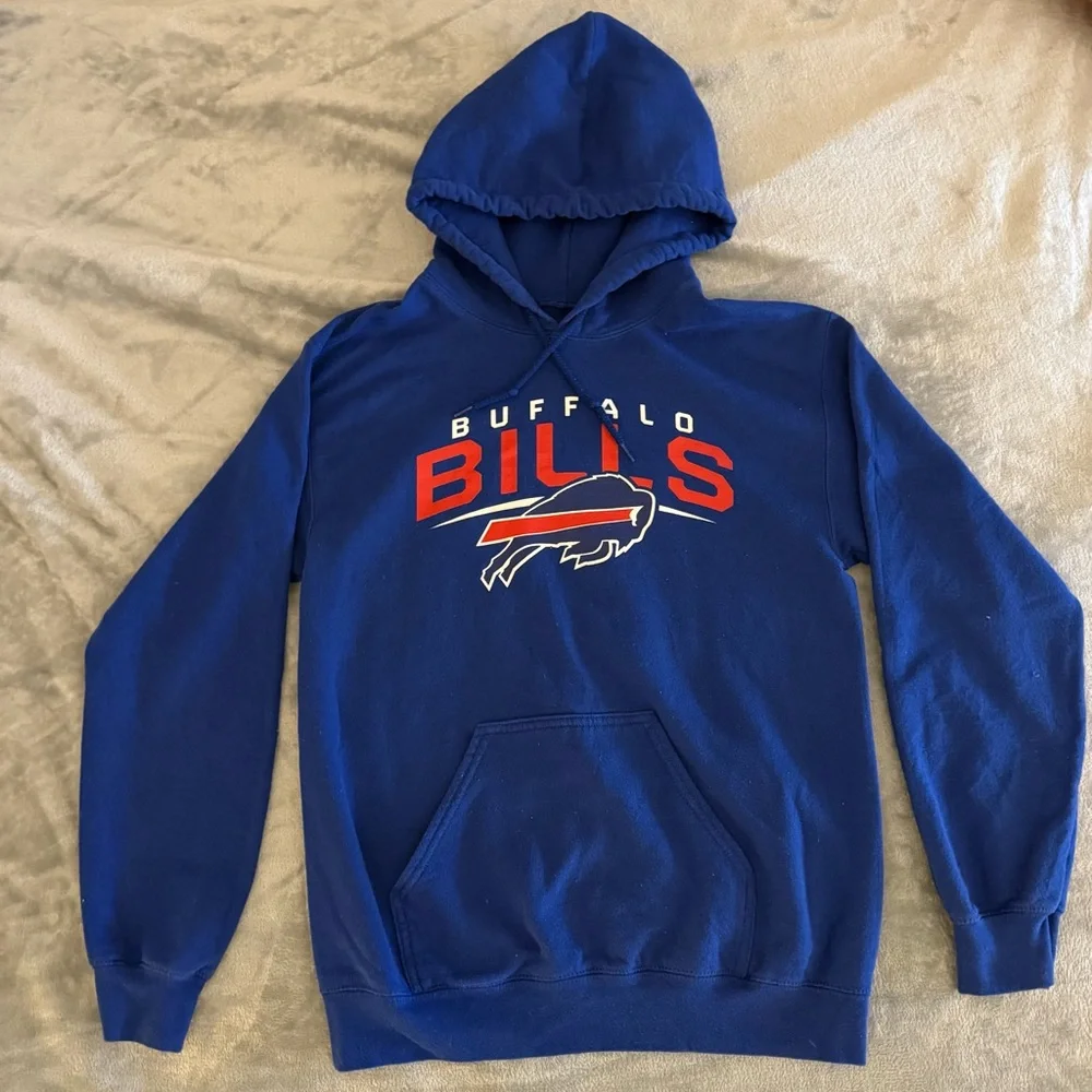 NFL Buffalo Bills Blue and Red Hoodie Sweatshirt. Women’s Small. Used. - Picture 2 of 6